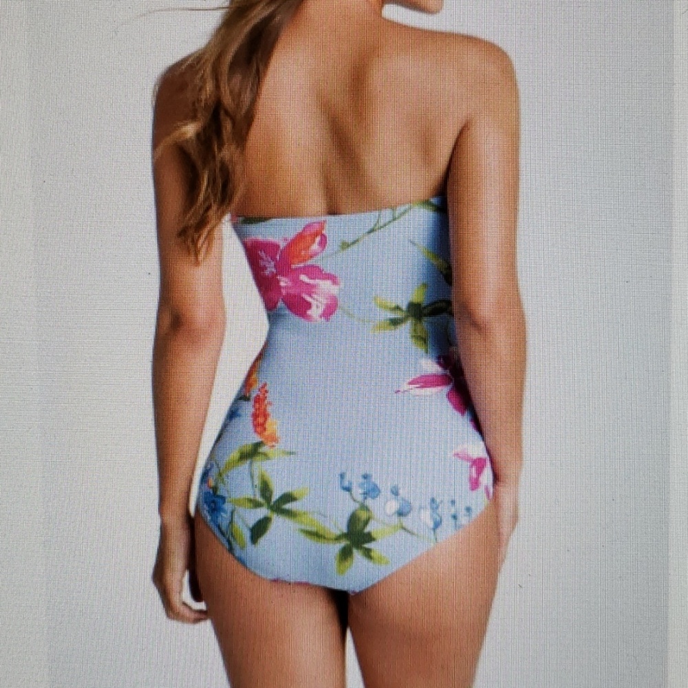 Tommy Bahama Fiori Di Mare Shirred bandeau Swimsui - Picture 5 of 5